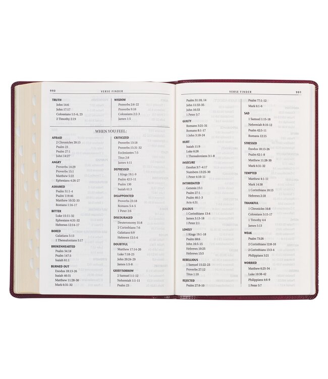 Burgundy Cross Faux Leather Large Print Thinline King James Version Bible with Thumb Index