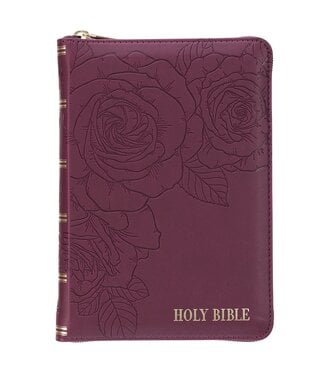 Christian Art Gifts Maroon Faux Leather Compact King James Version Bible with Zipper Closure