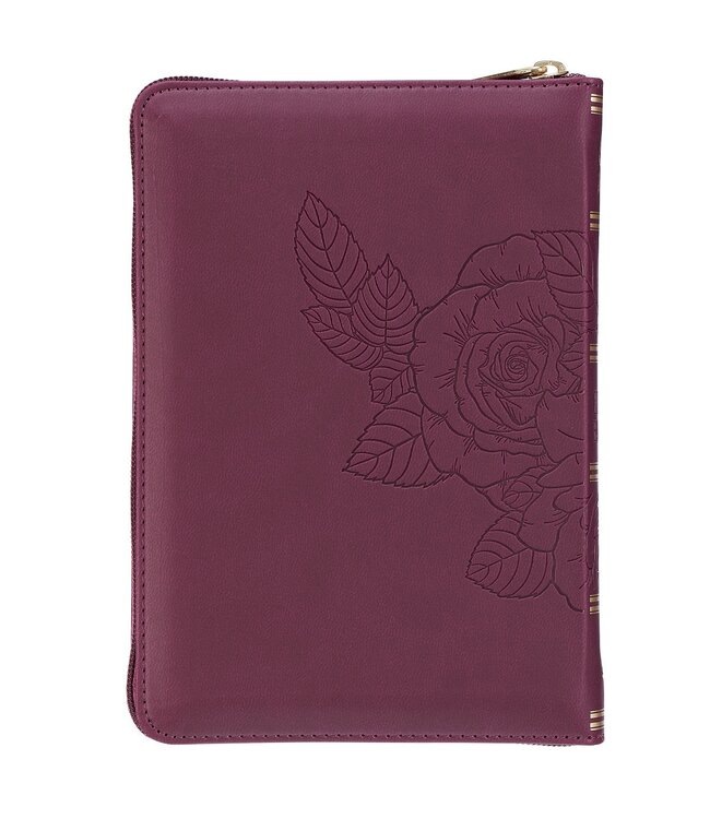 Maroon Faux Leather Compact King James Version Bible with Zipper Closure
