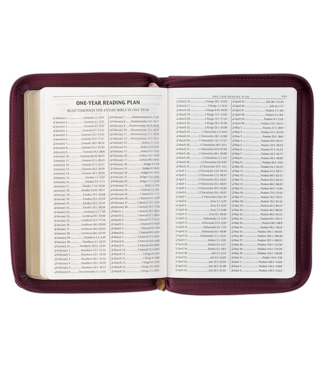 Maroon Faux Leather Compact King James Version Bible with Zipper Closure