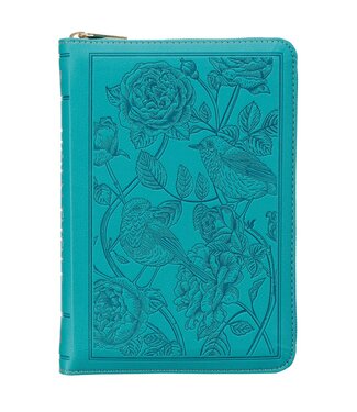 Christian Art Gifts Teal Faux Leather Compact King James Version Bible with Zipper Closure