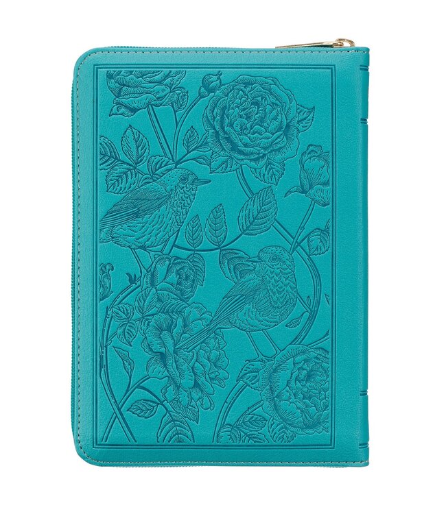 Teal Faux Leather Compact King James Version Bible with Zipper Closure