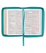 Teal Faux Leather Compact King James Version Bible with Zipper Closure