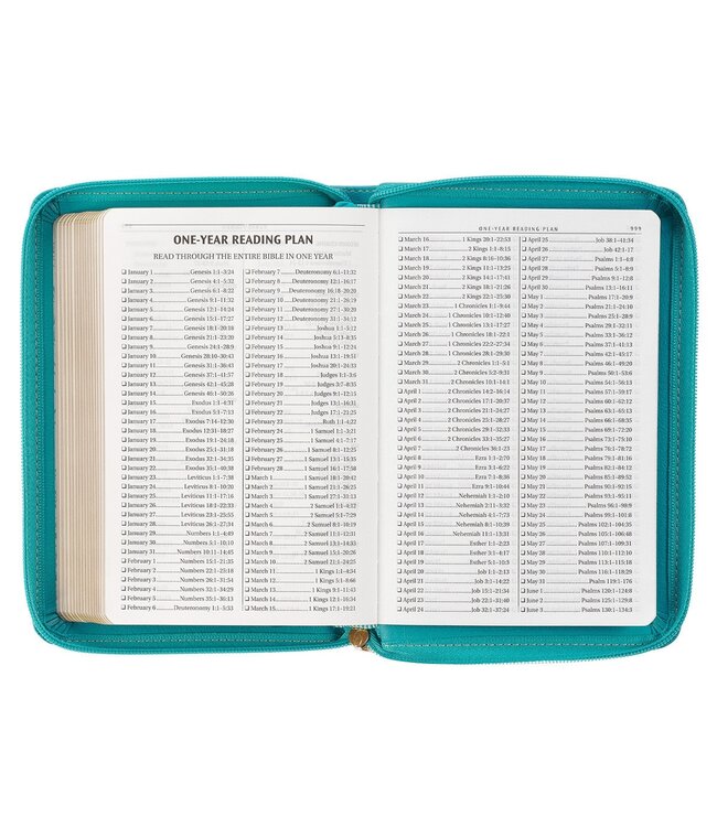 Teal Faux Leather Compact King James Version Bible with Zipper Closure