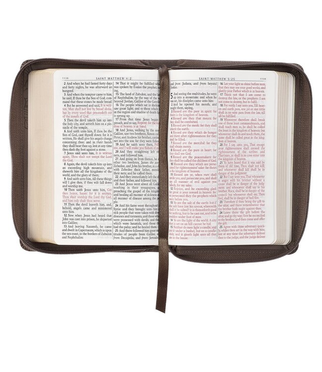 Floral Dusty Taupe Faux Leather Large Print Compact King James Version Bible