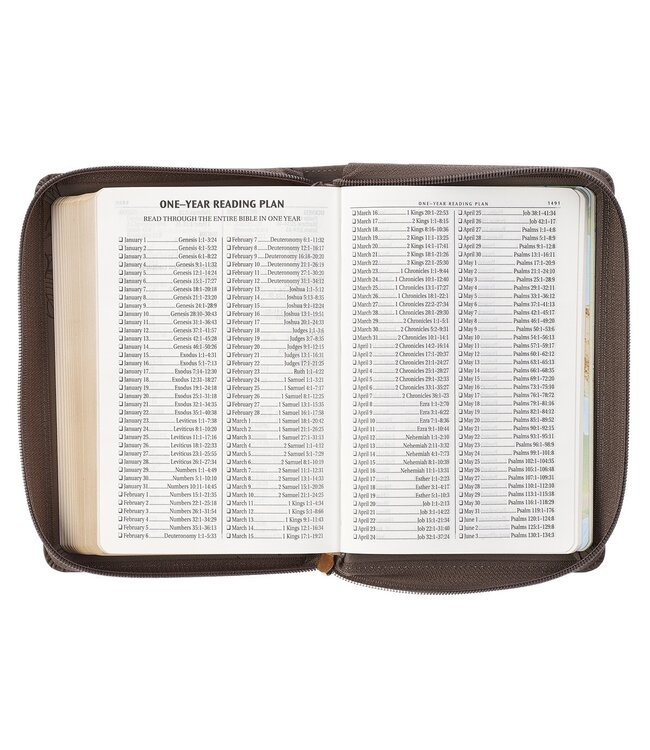 Floral Dusty Taupe Faux Leather Large Print Compact King James Version Bible