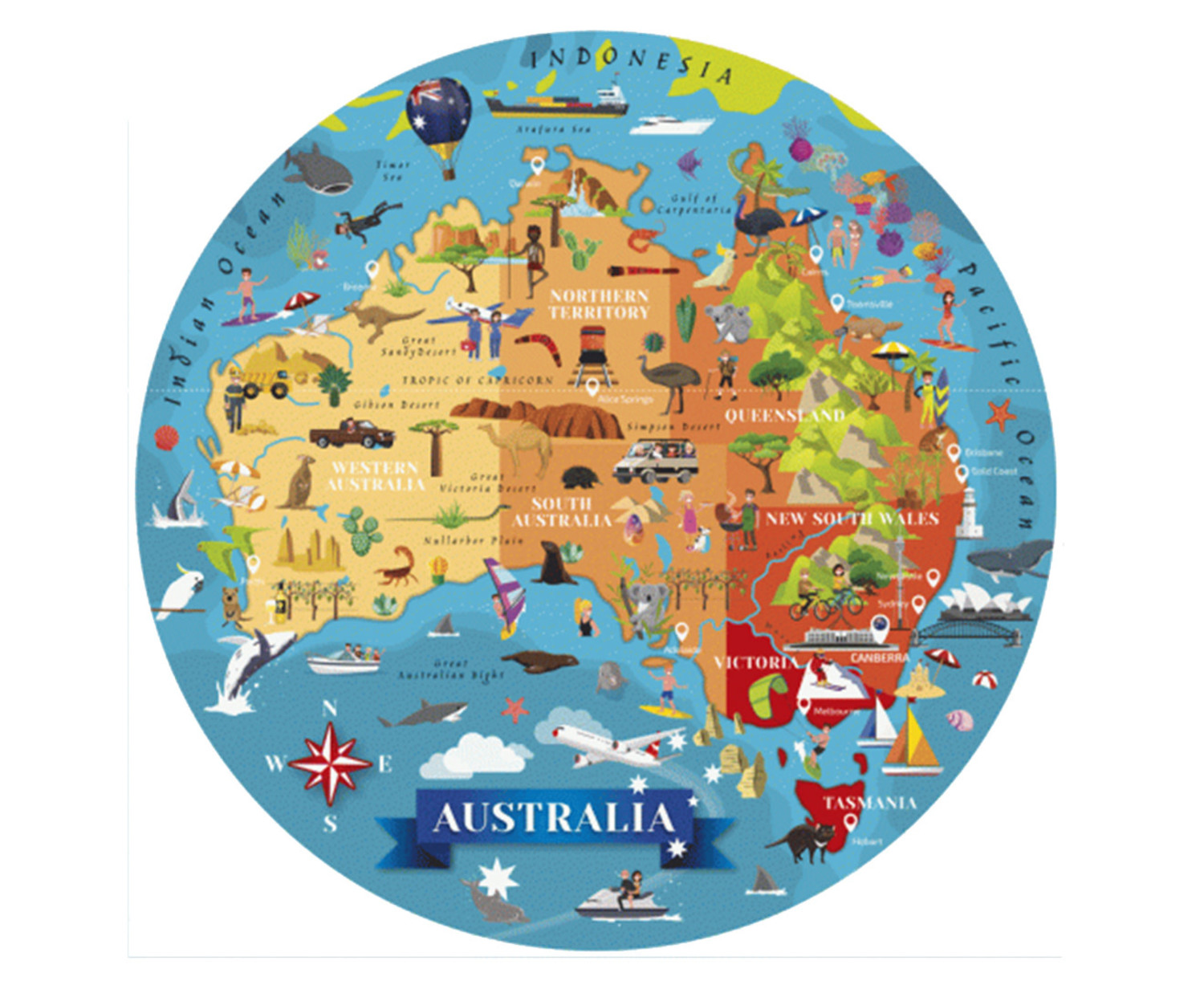 Travel, learn & explore Australia Puzzle Hurley Burley Toys
