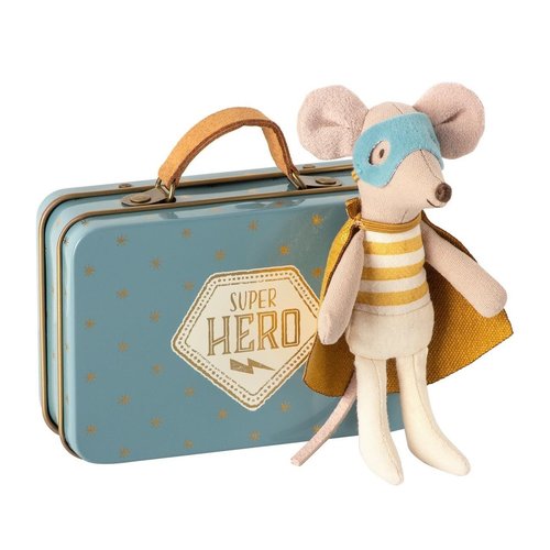Maileg Superhero Mouse in Suitcase Maileg Superhero Mouse in Suitcase