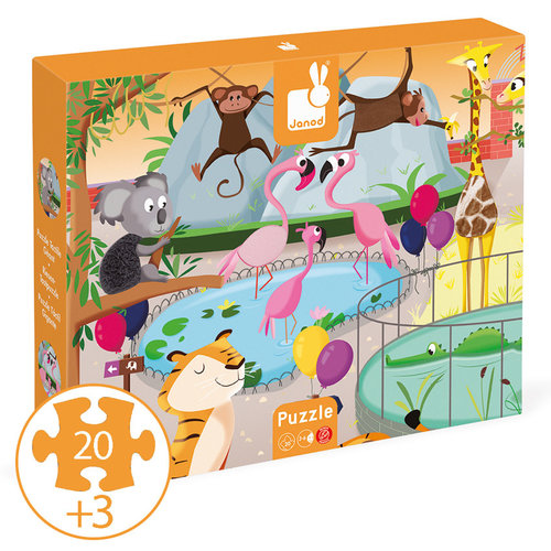 Janod Janod Tactile Puzzle Zoo 20pc Janod Janod Tactile Puzzle Zoo 20pc