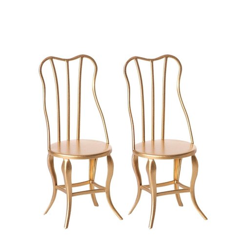 Maileg Vintage Chairs micro gold 2pk Maileg Vintage Chairs micro gold 2pk
