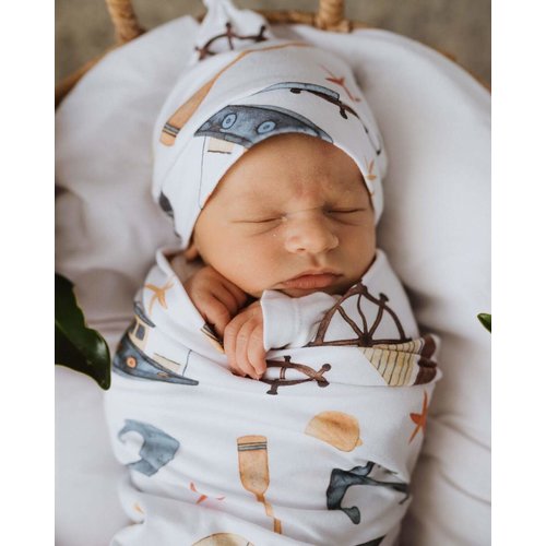 Snuggle Hunny Shipwreck | Baby Jersey Wrap & Beanie Set Snuggle Hunny Shipwreck | Baby Jersey Wrap & Beanie Set