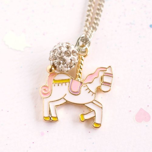 Unicorn Carousel Silver Necklace