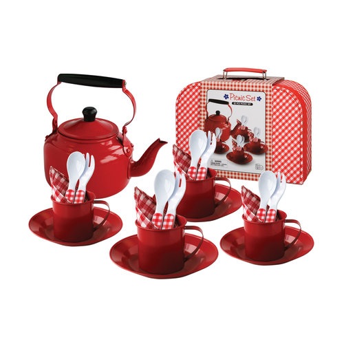 Tin Picnic Set With Kettle And Carry Case Tin Picnic Set With Kettle And Carry Case