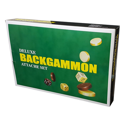 Deluxe Backgammon Attache Set 15" Black Vinyl Deluxe Backgammon Attache Set 15" Black Vinyl