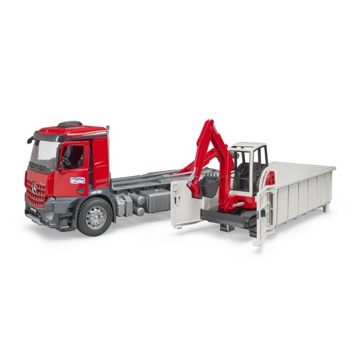 BR 1:16 MB Arocs Truck w/Roll-off Container & Schaeff Excavator BR 1:16 MB Arocs Truck w/Roll-off Container & Schaeff Excavator