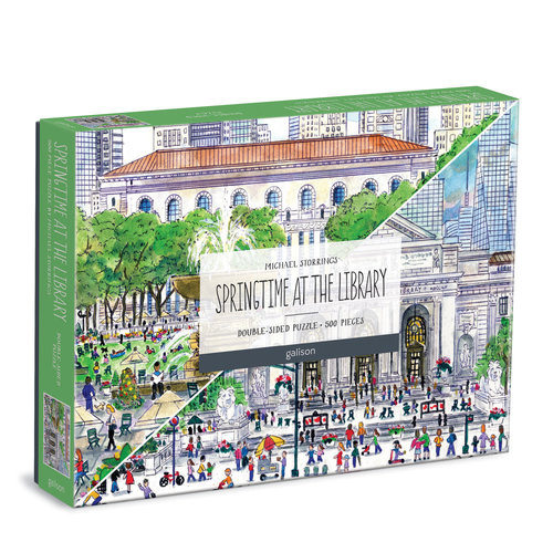 500 Pc Double-Sided Puzzle – Michael Storrings Springtime at the Library 500 Pc Double-Sided Puzzle – Michael Storrings Springtime at the Library