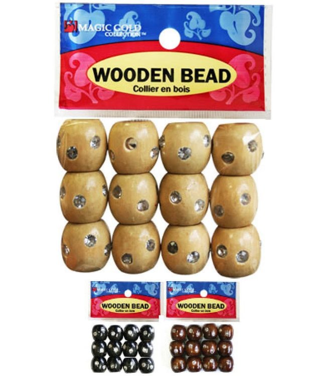 Magic Collection Wooden Beads w/Stone Large - Dark Brown