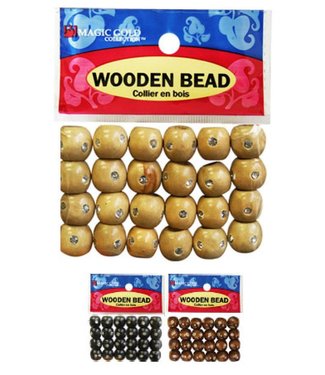 Magic Collection Wooden Beads w/Stone Small - Dark Brown