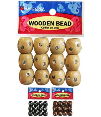 Magic Collection Wooden Beads w/Stone Large - Beige BDS99513