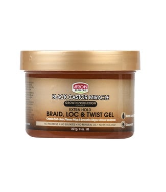 African Pride Black Castor Miracle Extra Hold Braid, Loc & Twist Gel (8oz)