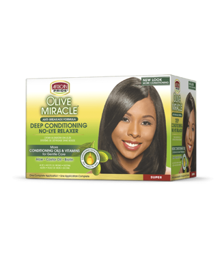 African Pride Olive Miracle Deep Conditioning No-Lye Relaxer Kit - Super