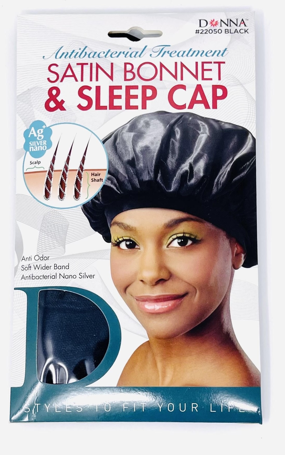 Donna Black Satin Sleep Cap