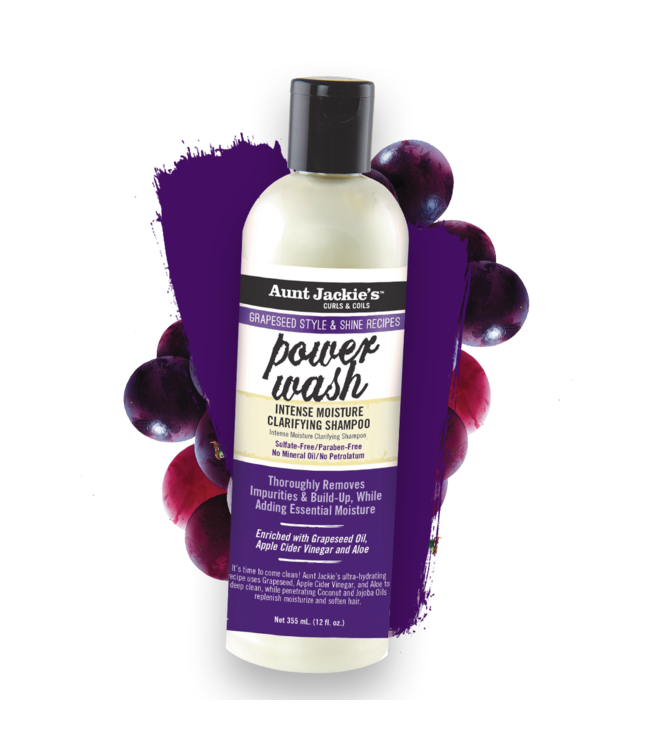 Aunt Jackie's Power Wash Intense Moisture Clarifying Shampoo w/apple cider & vinegar (12oz)