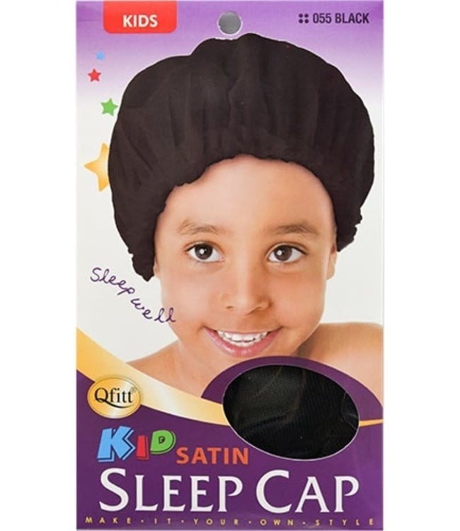 Qfitt Qfitt Kids Satin  Sleep Cap#Q055 Black