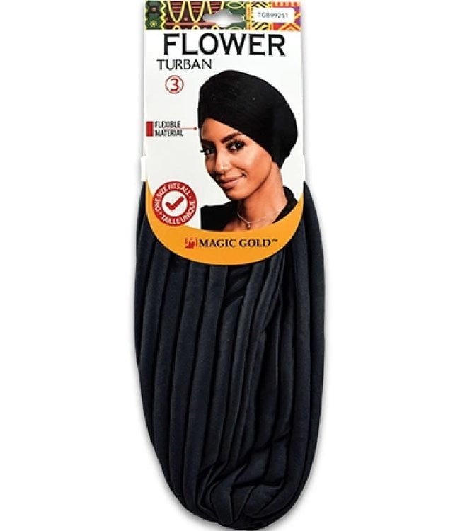 Magic Collection Magic Gold Flower Turban  Black TBG99251