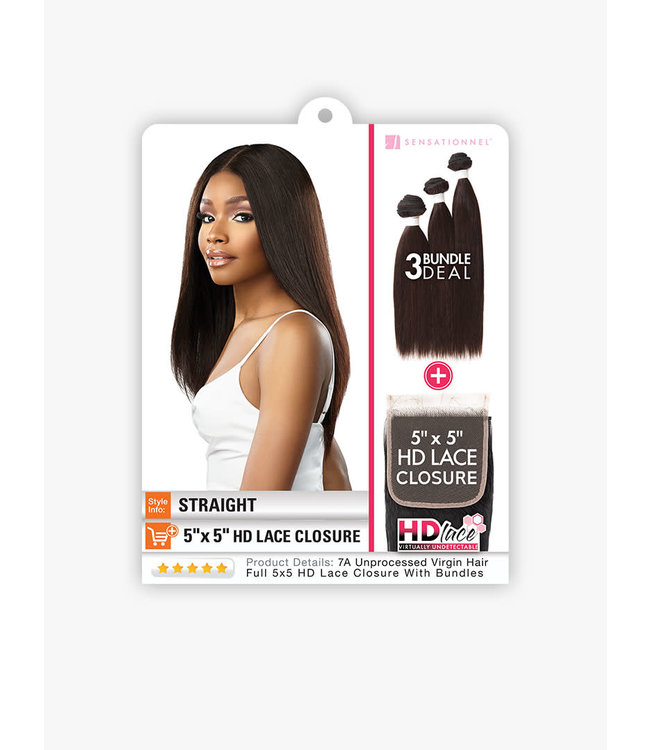Bare & Natural Lace Closure + Bundle Deal 5x5 - Straight