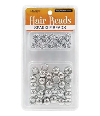 Magic Collection Hair Beads Mix Silver Sparkle