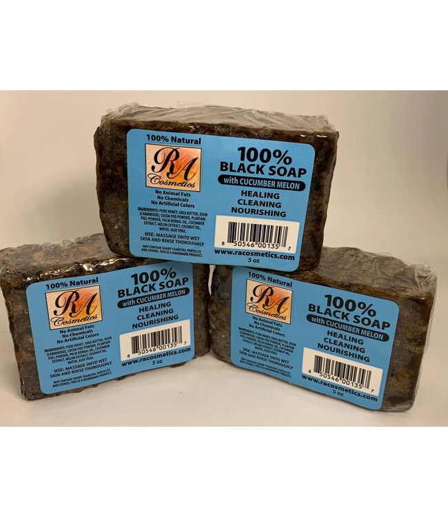 RA Cosmetics RA Black Soap W/Cucumber Melon 5oz