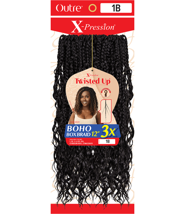 X-Pression Twisted Up Boho Box Braid 12" 3X