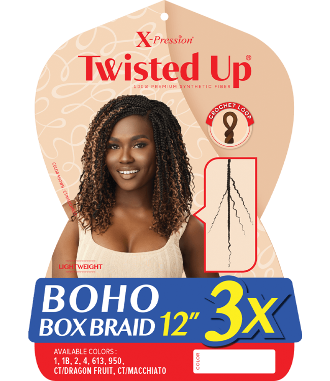 X-Pression Twisted Up Boho Box Braid 12" 3X