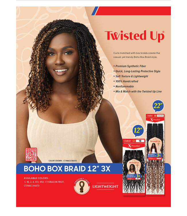 X-Pression Twisted Up Boho Box Braid 12" 3X