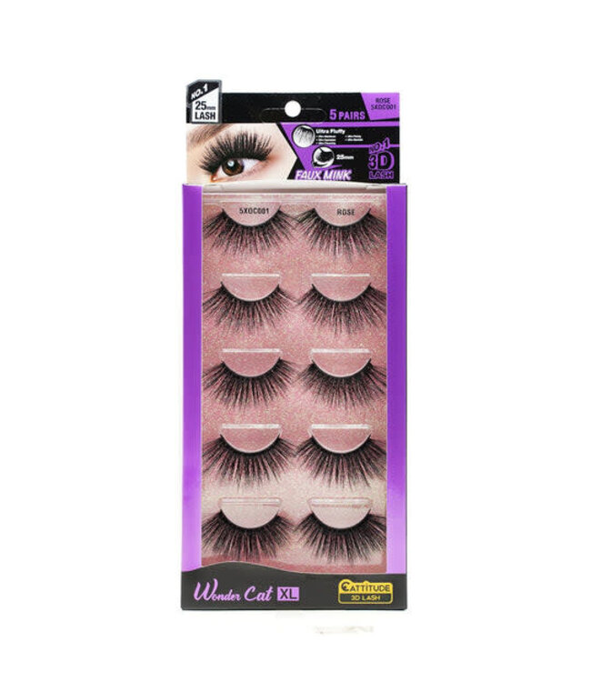 Ebin Wonder Cat 5 Pairs Lashes Rose XL