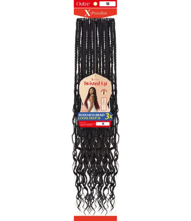 X-Pression Twisted Up Boho Box Braid Loose Deep 28" 3X