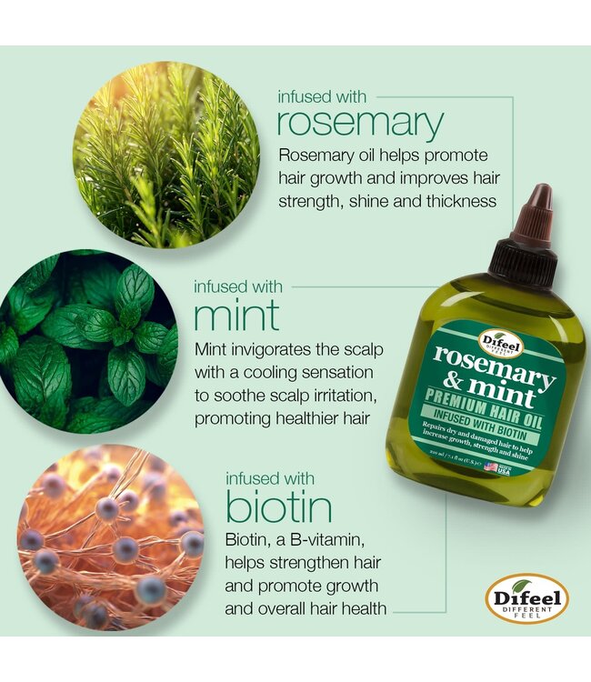 Difeel Rosemary & Mint Premium Hair Oil 2.5oz PRINCESSA Beauty Products