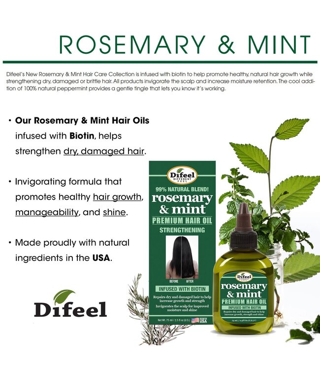 Difeel Rosemary & Mint Premium Hair Oil 2.5oz