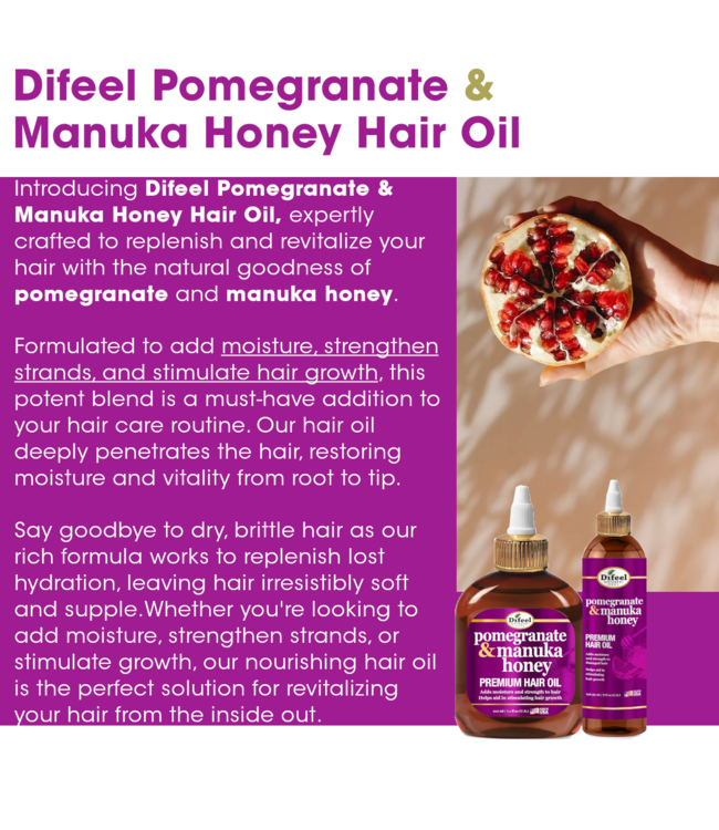 Difeel Pomegranate & Manuka Honey Premium Hair Oil 8oz