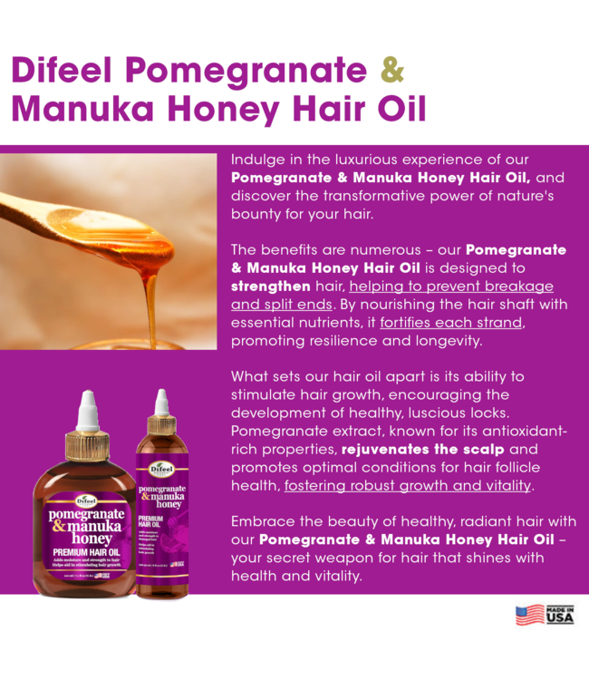 Difeel Pomegranate & Manuka Honey Premium Hair Oil 8oz