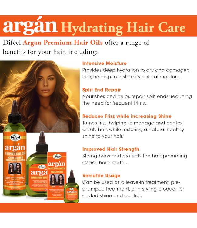 Difeel Argan Premium Hair Oil 8oz