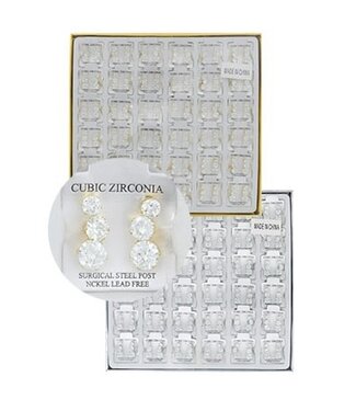 MAGIC GOLD Earrings - Gold clear square (Cubic Zirconia) #ERJ98913