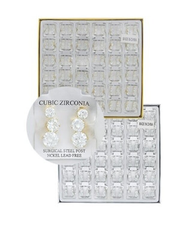 MAGIC GOLD Earrings - Gold clear square (Cubic Zirconia) #ERJ98913