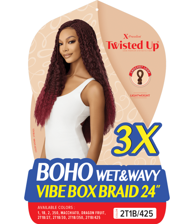 X-Pression Twisted Up 3X Boho Wet & Wavy Vibe Box Braid 24"