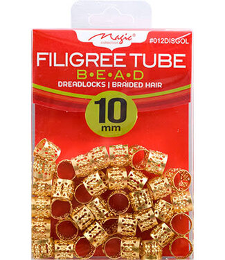 MAGIC GOLD Magic Filigree Tube Bead 10mm Gold