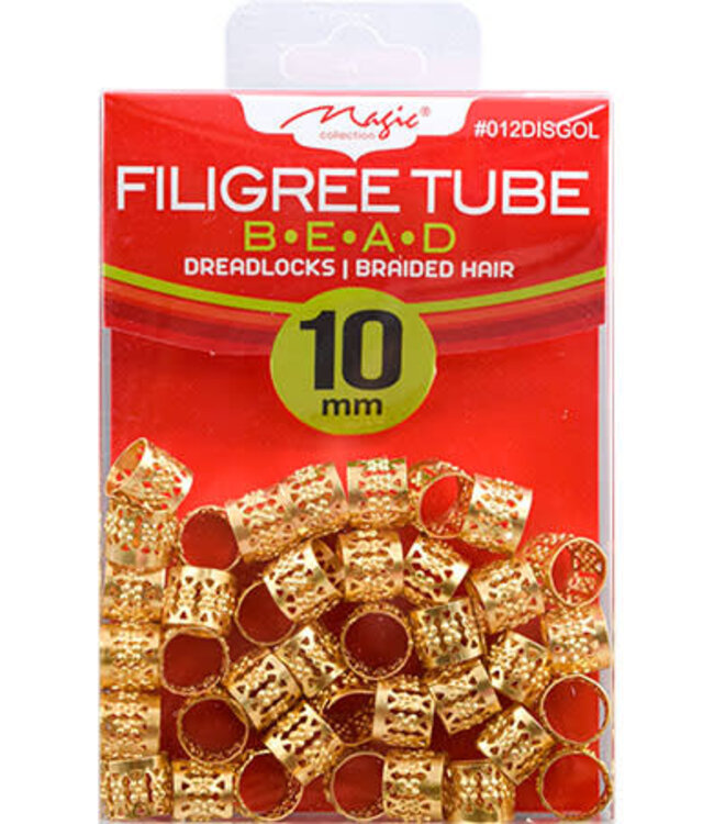 MAGIC GOLD Magic Filigree Tube Bead 10mm Gold