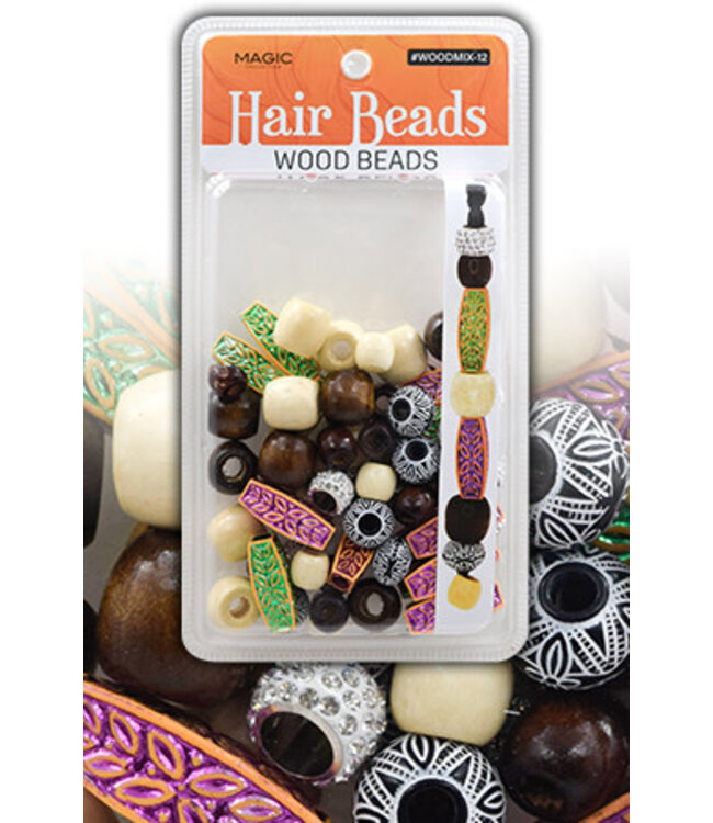 Magic Collection Wooden Beads Mix Design ( 12 pcs )