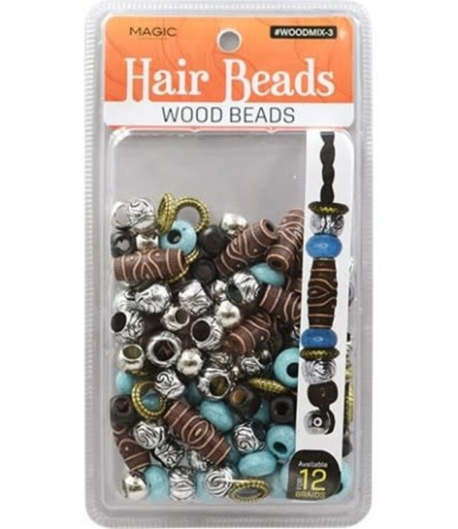 Magic Collection Wooden Beads Mix Design ( 3 pcs )