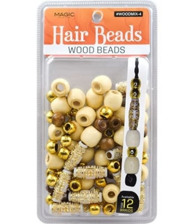 Magic Collection Wooden Beads Mix Design ( 4 pc )